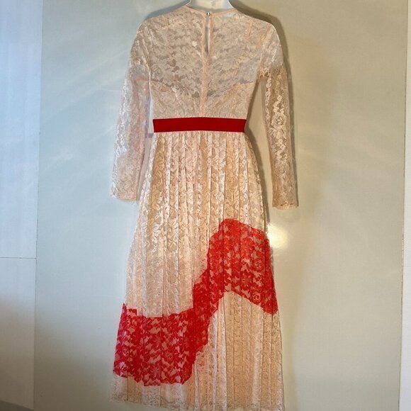 Ladies Little Mistress London NWT SZ 4 Pink & red lace gown vintage wedding prom - Picture 7 of 12